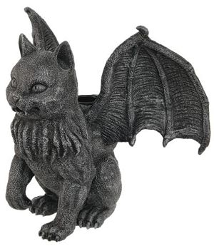 Winged Cat Gargoyle Candle Holder