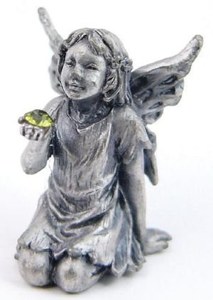 Pewter Fairy - Green Stone
