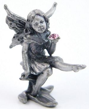 Pewter Fairy - Pink Stone