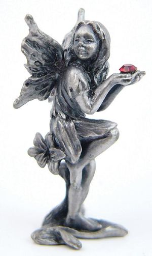Pewter Fairy - Red Stone Standing