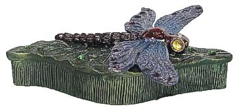 Dragonfly On Leaf - Jeweled Box