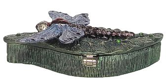Dragonfly On Leaf - Jeweled Box