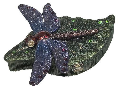 Dragonfly On Leaf - Jeweled Box